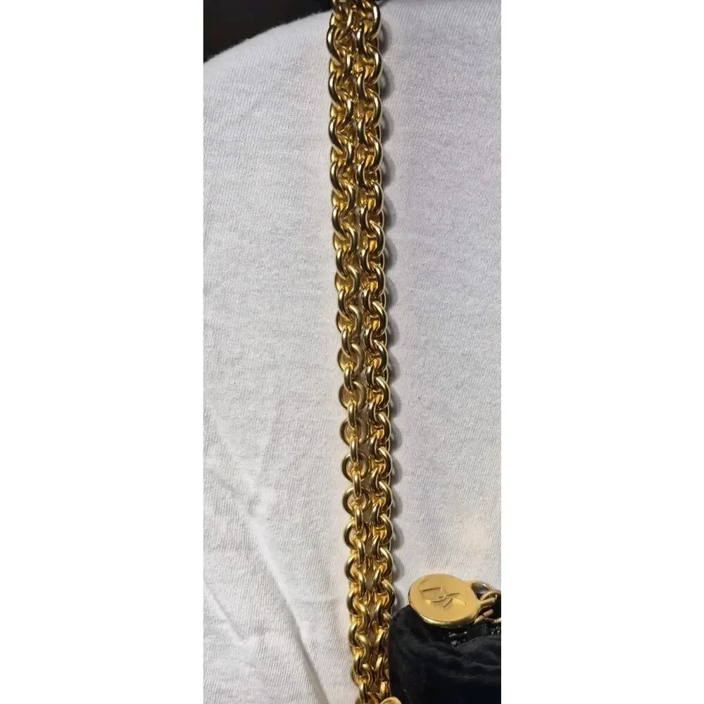 DONNA‎ KARAN BLACK GOLD CHAIN EVENING BAG PURSE VINTAGE
